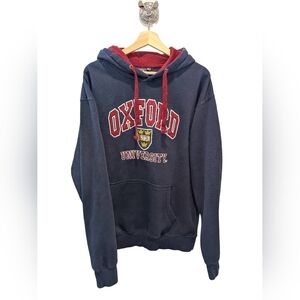 Oxford University Hoodie Navy Burgundy Embroidered Crest Official College XL
